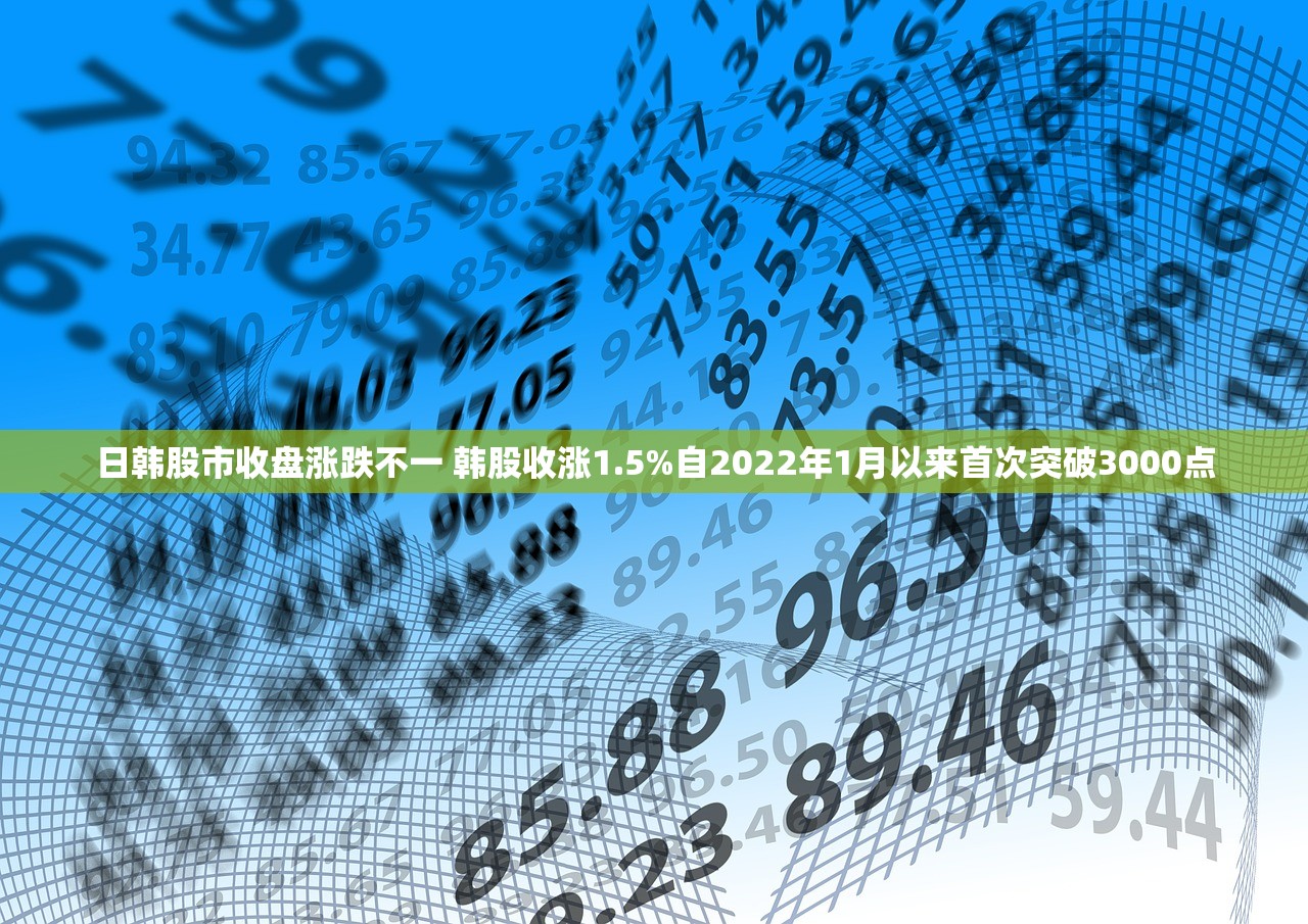 日韩股市收盘涨跌不一 韩股收涨1.5%自2022年1月以来首次突破3000点